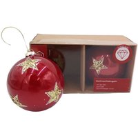 Buri - Glas-Weihnachtsbaumkugeln 2er-Set Christbaumkugeln Weihnachtsschmuck Deko 9cm - rot / Stern von BURI