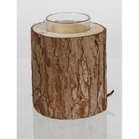 Glas Windlicht Baumstamm Kerzenhalter Innendekoration Lampe Beleuchtung Holz - Buri von BURI