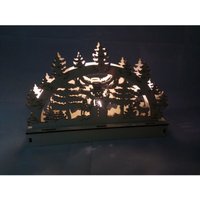 Buri - Holz-Schwibbogen 5 LEDs Lichterbogen Weihnachtsdeko Fensterdeko Adventsdeko - Schneemann mit Reh von BURI