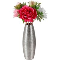 Keramik Vase Silber glänzend 32x12cm Blumenvase Dekovase Tischvase Keramikvase - Buri von BURI