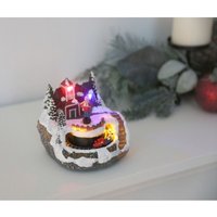 Buri - LED-Winterlandschaft Haus mit Eisenbahn Weihnachtsdeko Zug Bahn Winter Schnee von BURI