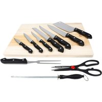 Buri - Messer-Set 11-tlg Schneidebrett Küchenmesser Fleischmesser Brotmesser Küchenbeil Buri - Messer-Set 11-tlg Schneidebrett Küchenmesser Fleischmesser Brotmesser Küchenbeil von BURI