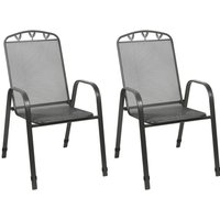 Metall Stapelstühle 2er-Set Anthrazit Gartenstühle Terrassenstühle Stapelsessel Terrassensessel Campingstühle Gartenmöbel Gartenstuhl Stapelstuhl von BURI