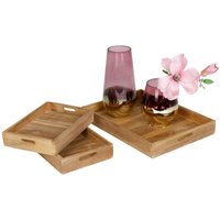 Tablett-Set aus Teakholz 3tlg Serviertablett Dekotablett Frühstückstablett Küche Tablett-Set aus Teakholz 3tlg Serviertablett Dekotablett Frühstückstablett Küche von BURI