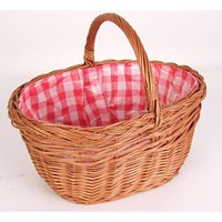 Buri - Weiden-Einkaufskorb Holz braun einkaufen mit Griff Transport 48,5 x 41 x 35,5cm von BURI
