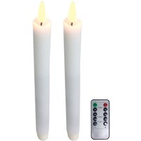 Led Wachs Tischkerzen 2er-Set warmweiß 24,5cm Tafelkerzen Spitzkerzen Stabkerzen von BURI