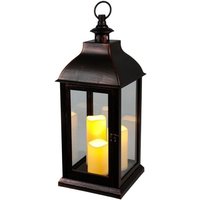 Buri - xxl Laterne Vintage Windlicht schwarz mit 3 LED-Kerzen Flackereffekt - Laterne Kerzenhalter 60cm Dekolaterne groß mit Glasscheiben und Timer Buri - xxl Laterne Vintage Windlicht schwarz mit 3 LED-Kerzen Flackereffekt - Laterne Kerzenhalter 60cm Dekolaterne groß mit Glasscheiben und Timer von BURI