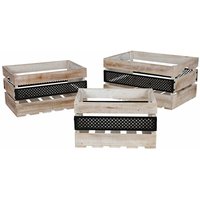 Deko-Holzkisten mit Metall 3tlg Dekokiste Holzbox Aufbewahrungskiste Used-Look von BURI