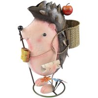 Dekofigur Igel mit Körbchen als Blumentopf 38cm Gartendeko Gartenfigur Metall von BURI