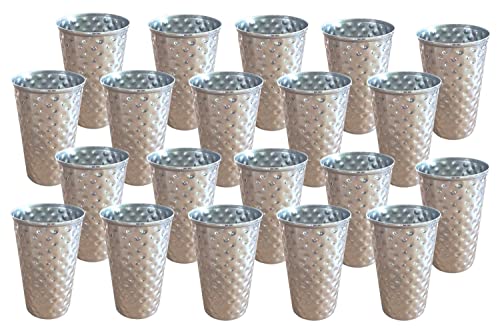 20 Stück Trinkbecher Edelstahl Becher 500ml 20er-Set gehämmert Trinkbecher Metallbecher Camping Party Mehrweg Mehrwegbecher wiederverwendbar bruchsicher stapelbar silberfarben von BURI