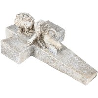 Engel auf Kreuz 24cm Engelsfigur Gartendeko Grabschmuck Schutzengel Dekoengel von BURI