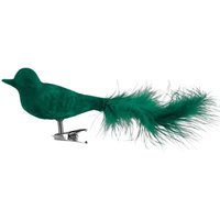 Buri - Glas-Weihnachtsbaumschmuck Vogel 2er-Set mit weichem Samtbezug Weihnachtsdeko - grün von BURI