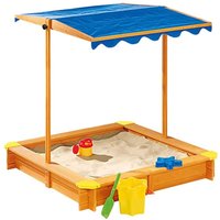 Holz-Sandkasten mit verstellbaren Dach 118cm Buddelkiste Sandkiste Sandbox von BURI