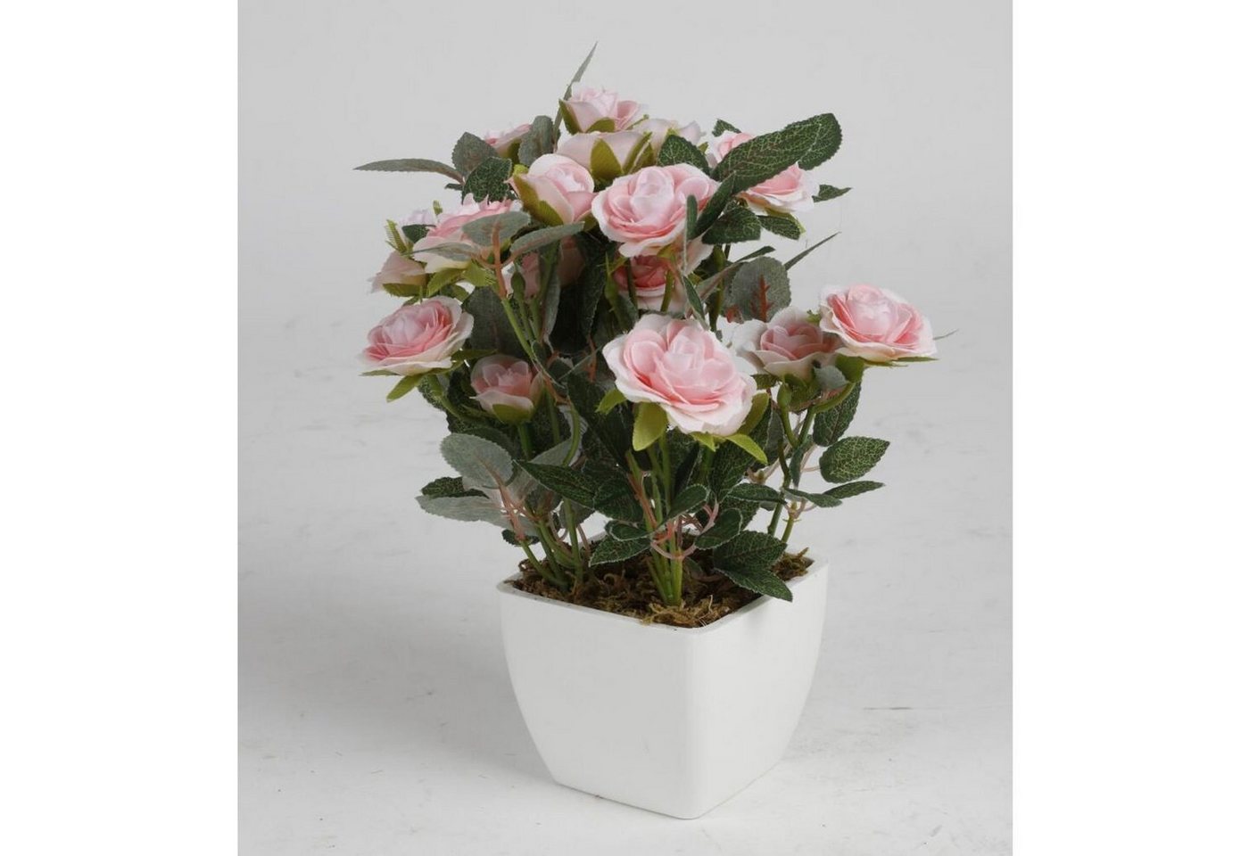 Kunstpflanze 12x Künstliche Rose Topf Kunstpflanze Blumen Innendekoration Wohnzimme, BURI von BURI