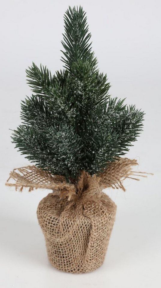 Kunstpflanze Deko Tanne im Jute Topf 25cm Mini Tannenbaum Deko Mini Tanne künstlich, BURI von BURI