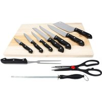 Messer-Set 11-tlg Schneidebrett Küchenmesser Fleischmesser Brotmesser Küchenbeil von BURI