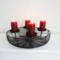 Metall-Adventskranz Ø36cm mit Metallschale Weihnachtsdeko Kerzenhalter Tischdeko von BURI
