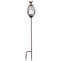 Metall-Gartenstecker Vogelkäfig Windlicht Beetstecker Gartendeko Rostbraun von BURI