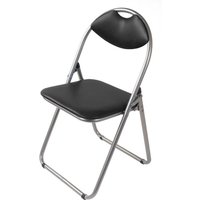 Metall Klappstuhl mit Kunstlederbezug und Polsterung Gästestuhl Besucherstuhl - schwarz von BURI