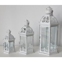 Buri - Metall Laterne Oriental 3er Set Weiß Innendekoration Lampe Windlicht Beleuchtung von BURI
