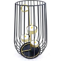 Metall Windlicht schwarz 3 Teelichte Teelichthalter Kerzenhalter Kerzenständer von BURI