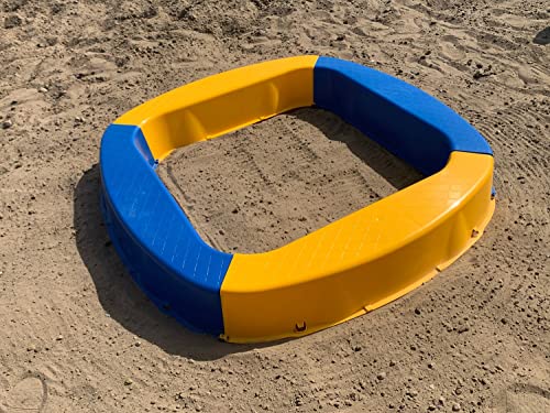 Premium Sandkasten aus Kunststoff 150x150x20 cm Made in Germany Kinderspielzeug Garten buddeln Buddelkasten Kies Sand spielen sehr stabil und robust hochwertig Spielzeug unkaputtbar Farbe:gelb/blau von BURI