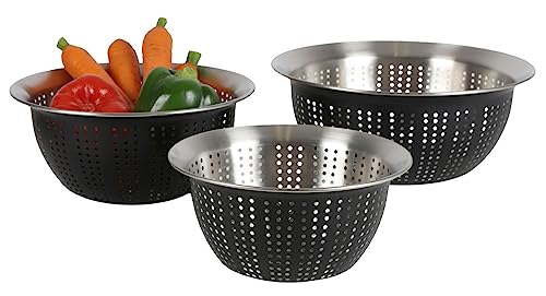 Premium Sieb Schüssel Set Edelstahl - Küchensieb, Nudelsieb, Durchschlag Sieb Schüsseln - 3-teilig für Kochen & Backen Premium Sieb Schüssel Set Edelstahl - Küchensieb, Nudelsieb, Durchschlag Sieb Schüsseln - 3-teilig für Kochen & Backen von BURI