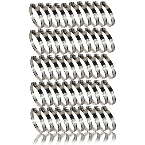 Schlauchschellen Edelstahl | 27-51mm [50 Stück] Profi 304 Qualität | Schlauchklemme | Schlauchschellen geeignet für die Waschmaschine oder als Gartenschlauch Schellen & Pool Schlauchschellen von BURI