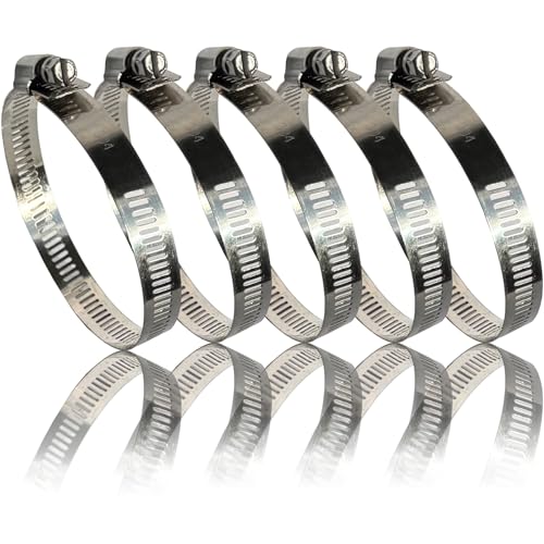 Schlauchschellen Edelstahl | 40-63mm [5 Stück] Profi 304 Qualität | Schlauchklemme | Schlauchschellen geeignet für die Waschmaschine oder als Gartenschlauch Schellen & Pool Schlauchschellen von BURI