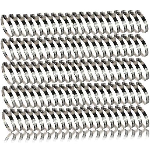 Schlauchschellen Edelstahl | 46-70mm [100 Stück] Profi 304 Qualität | Schlauchklemme | Schlauchschellen geeignet für die Waschmaschine oder als Gartenschlauch Schellen & Pool Schlauchschellen von BURI