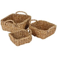 Seegras-Körbe Eckig 3er-Set geflochten mit Tragegriff Aufbewahrungskorb Korb von BURI