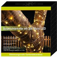 Buri - Solar-Lichterkette 200 Micro-LEDs 21,9m Warmweiß Gartenbeleuchtung Terrassendeko von BURI