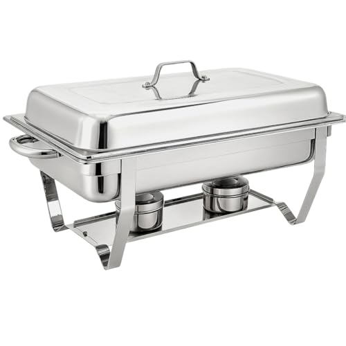 Speisenwärmer Chafing Dish 11 Liter Warmhaltebehälter Bain-Marie Buffet Party 2 Brennstoffbehälter Wasserbad Warmhalteplatte von BURI
