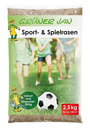 BURI Sport- und Spielrasen 2,5 kg für 100m² Sämereien Grassamen Rasensaat Saatgut Gras Samen Rasen Rasensamen Fußball Sportrasen von BURI