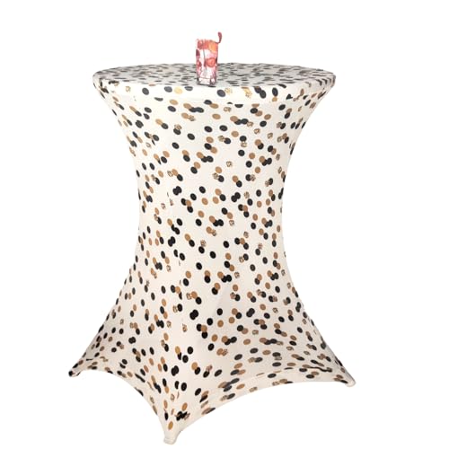 Stretch Stehtischbezug Ø 80cm Stehtischhusse Husse für Stehtisch Tischbezug Bezug Bistrotisch bis 110cm Höhe, Farbe: Gold gepunktet von BURI