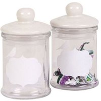 Buri - Vorratsgläser 2er-Set mit Schriftfeld 150ml Gewürzglas Vorratsdose Dekodose Glas - weiss von BURI