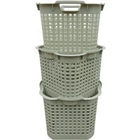 BURI Wäschekorb Set Universalkorb vers Farben Stapelkörbe Gartenkörbe Korb robust, Farbe:hellgrün, Menge:5 Stück - hellgrün, 3 Stück von BURI