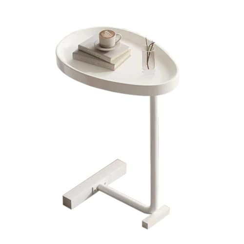 BURLOE C-Förmiger Beistelltisch, Ovaler Ei-Tisch Sofa Beistelltisch Kleiner Couchtisch Unter Den Nachttisch Für Wohnzimmer Schlafzimmer Nachttisch,Weiß von BURLOE