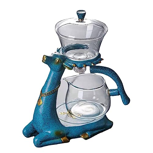 BURLOE Teekannen-Set Mit Magnetischer, Borosilikatglas Teekanne Unterseite Ausgang Schnittstelle Für Losen Tee Blütentee Glas Tee-Set Für Zuhause Küche Dekoration,Blau von BURLOE