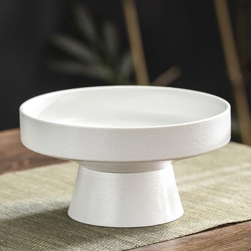 BURLOE Weiß, Schale Keramik Mit Fuß Dekorative, Sockelschale Obstschale Obsttablett Dessertständer Serviergeschirr Für Zuhause Küche Theke Tafelaufsatz Runde von BURLOE