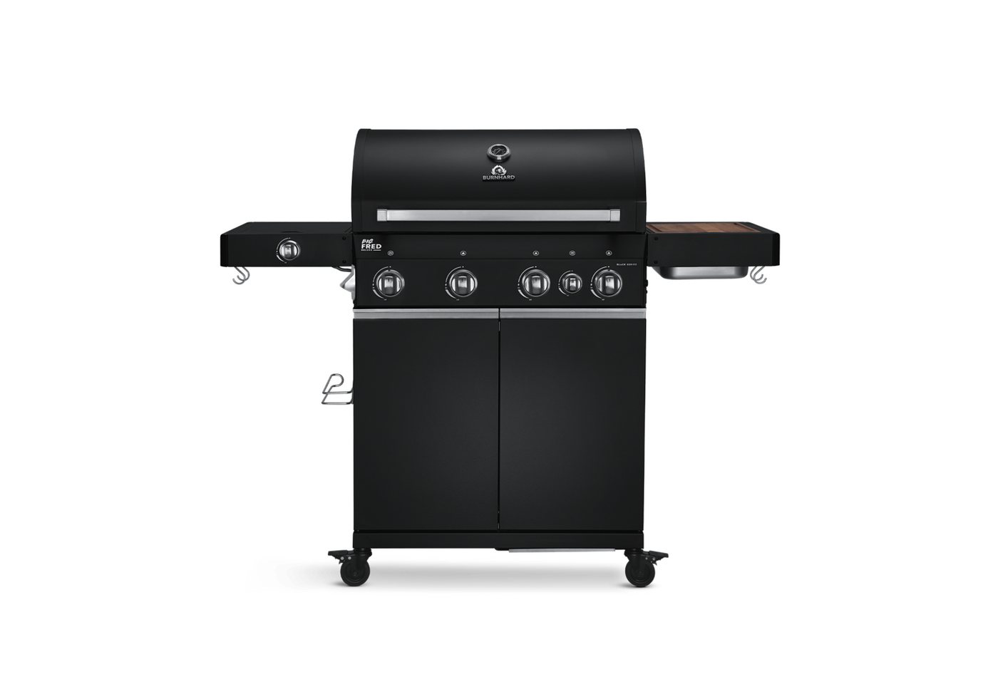 BURNHARD Gasgrill Big Fred, 4-Brenner, 900 Grad Infrarot-Keramikbrenner, Heckbrenner, Series 3, 20,2 kW Grill 4 Brenner Black Series, Pulverbeschichteter Stahl von BURNHARD