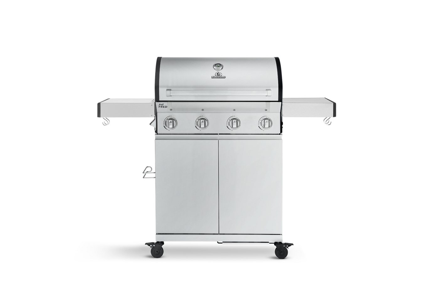 BURNHARD Gasgrill Big Fred, 4-Brenner, klappbare Seitentische, Series 3, 14 kW Grill 4 Brenner Basic Edelstahl von BURNHARD