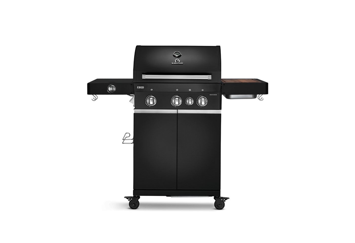 BURNHARD Gasgrill Fred, 3-Brenner, 900 Grad Infrarot-Keramikbrenner, Heckbrenner, Series 3, 16,7 kW Gasgrill 3 Brenner Black Series, Pulverbeschichteter Stahl von BURNHARD