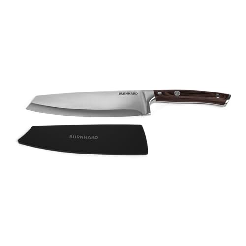 BURNHARD Küchenmesser mit Pakka-Holzgriff inkl. Kunststoffscheide, Deutscher Klingenstahl, ergonomische Form von BURNHARD