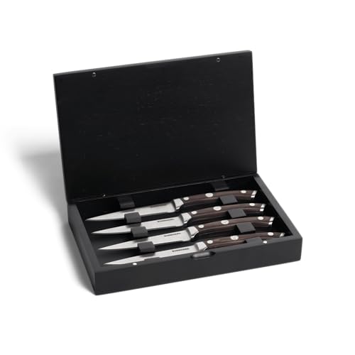 BURNHARD Steakmesser-Set mit Pakka-Holzgriff 4-tlg. inkl. Akazienholzbox, Deutscher Klingenstahl, ergonomische Form von BURNHARD