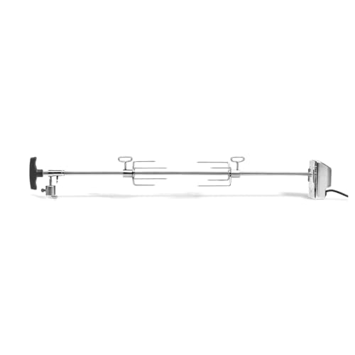 BURNHARD Elektrischer Universal-Drehspieß mit Motor – Passend für Fred Gasgrill (2- und 3-Brenner), inklusive Fleischgabeln, Länge einstellbar: 66–79 cm von BURNHARD