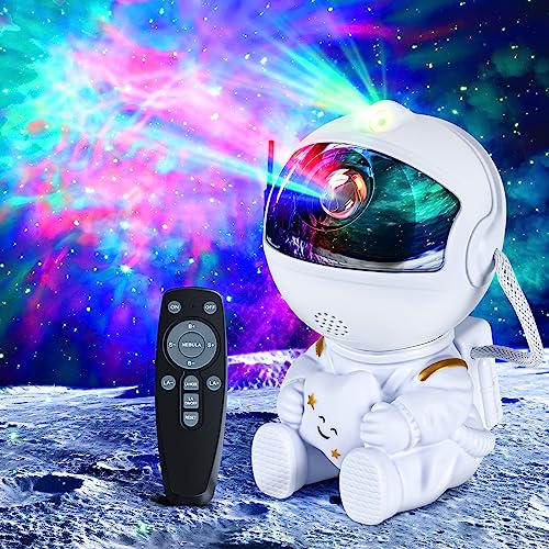 BURNNOVE Astronaut Sternenhimmel Projektor LED Sternenprojektor mit 8 Nebelmodi 2 Sternenmodi Fernbedienung einstellbare Helligkeit und Geschwindigkeit 360° Rotation für Kinder und Erwachsene von BURNNOVE