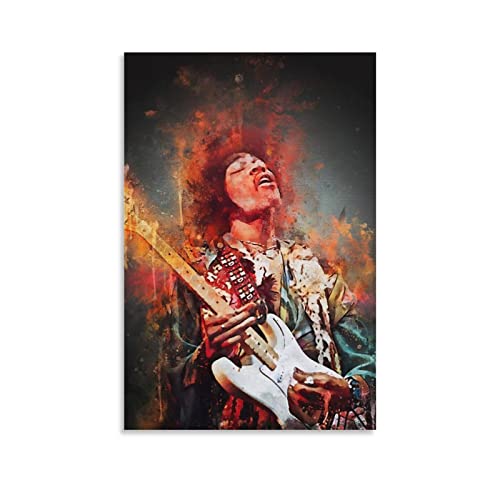 BURR Jimi Hendrix Leinwand-Poster, Wandkunst für Wohnzimmer, Schlafzimmer, Büro, Heimdekoration, Büro, Wandkunst, Zuhause, Fitnessstudio, Poster, Leinwandbild, 20 x 30 cm von BURR