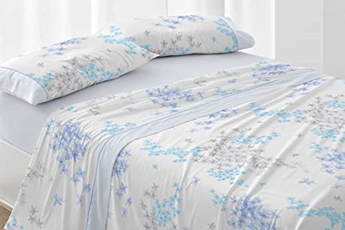 BURRITO BLANCO │ Bettwäsche-Set, 105 cm Bett (+ Größen erhältlich)│ 50% Polyester, 50% Baumwolle, 50% Baumwolle, leicht zu bügeln, Design 525, Blau von BURRITO BLANCO