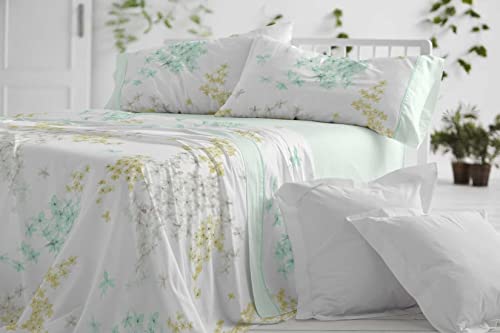 BURRITO BLANCO │ Bettwäsche-Set, 105 cm Bett (+ Größen erhältlich)│ 50% Polyester, 50% Baumwolle, 50% Baumwolle, leicht zu bügeln, Design 525, Grün von BURRITO BLANCO